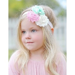 Pink and Mint Shabby Flower Headband